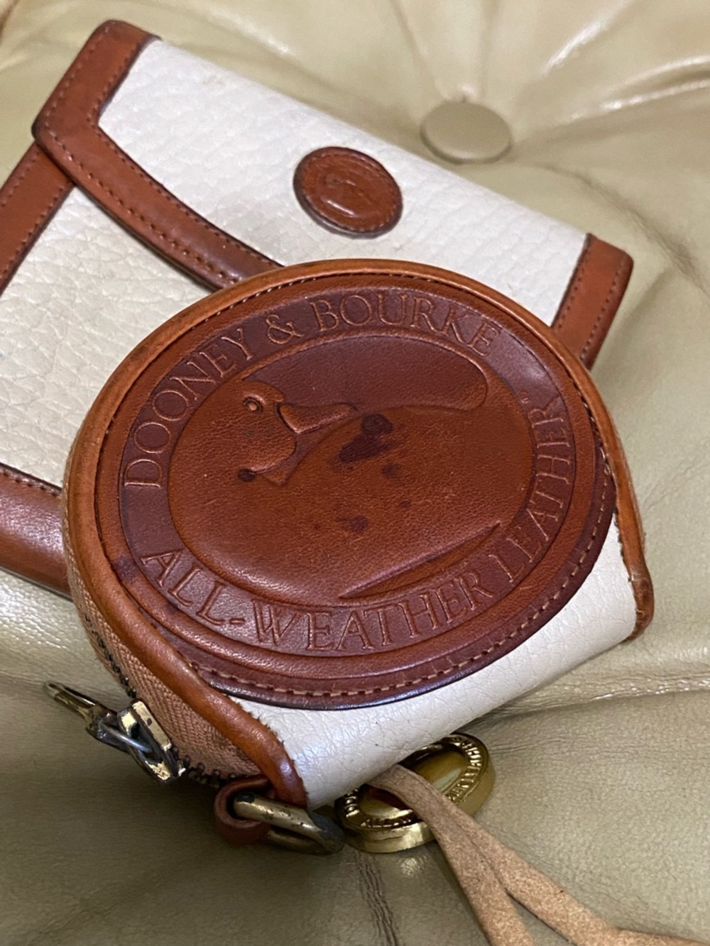 Vintage Dooney & Bourke AWL Bundle Satchel Duck Coin Wallet Pebble Leather - Picture 10 of 16